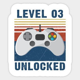 Level 03 unlocked funny gamer unlocked Sticker